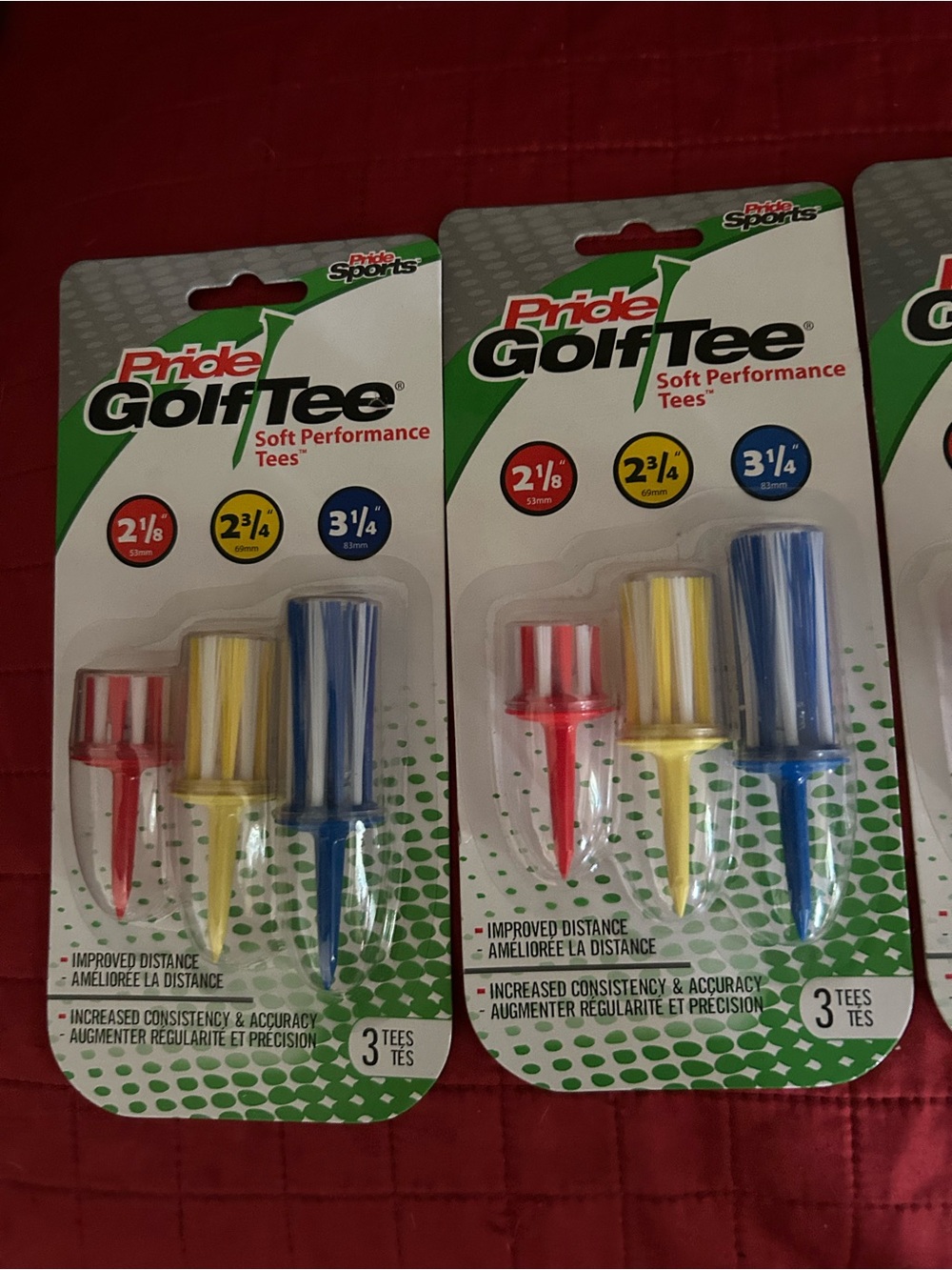 5 packs Pride golf tees   ,Soft Performance Golf Tees - Red, Yellow, Blue
